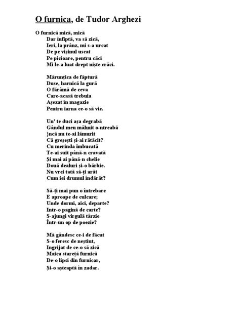 tudor arghezi o furnica|tudor arghezi o furnica poem.